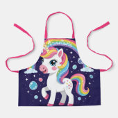 Cute Magical Sparkly Galaxy Unicorn Rainbow エプロン (正面)