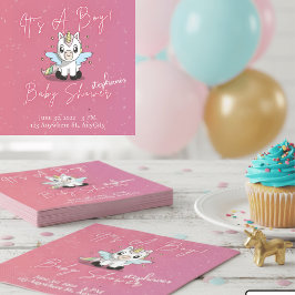 Cute Magical Unicorn Boy Baby Shower Napkins | Pin スタンダードカクテルナプキン