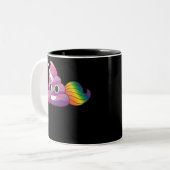 Cute Magical Unicorn Poop Emoji with Rainbow Tail ツートーンマグカップ (正面左)