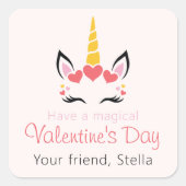 Cute Magical Unicorn Valentine's Day Personalized スクエアシール (正面)