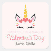 Cute Magical Unicorn Valentine's Day Personalized スクエアシール (正面)
