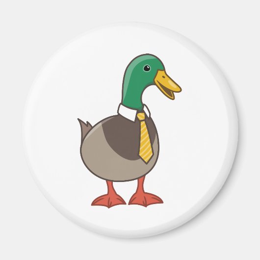 Cute Mallard Duck White Collar Necktie マグネット (正面)