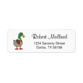 Cute Mallard Duck White Collar Tie Return Address ラベル (正面)