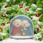 Cute Maltese Christmas Dogs in Snow Globe (クリスマス)