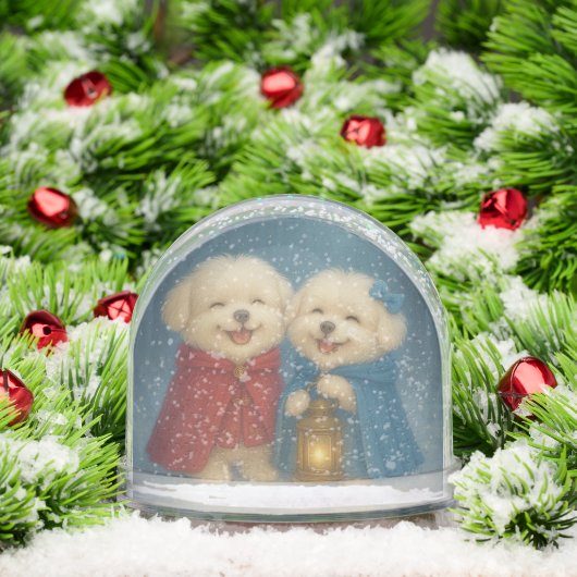 Cute Maltese Christmas Dogs in Snow Globe (クリスマス)