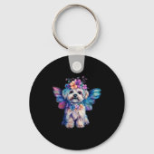 Cute Maltese Dog Angel With Wings  キーホルダー (正面)
