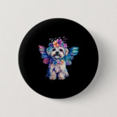 Cute Maltese Dog Angel With Wings  缶バッジ (正面)