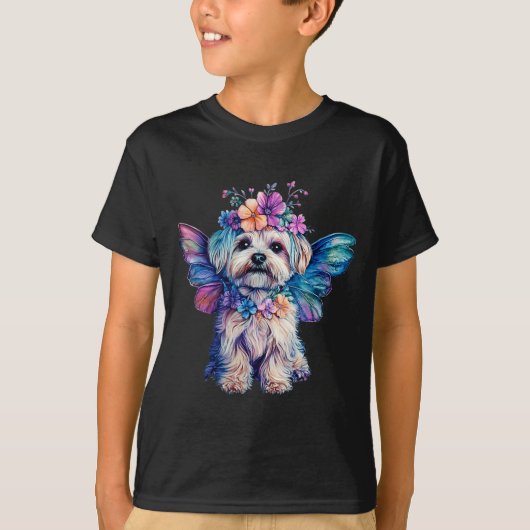 Cute Maltese Dog Angel With Wings Tシャツ (正面)