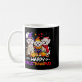 Cute Maltese Dog Hallothanksmas Halloween Thanksgi コーヒーマグカップ (左)