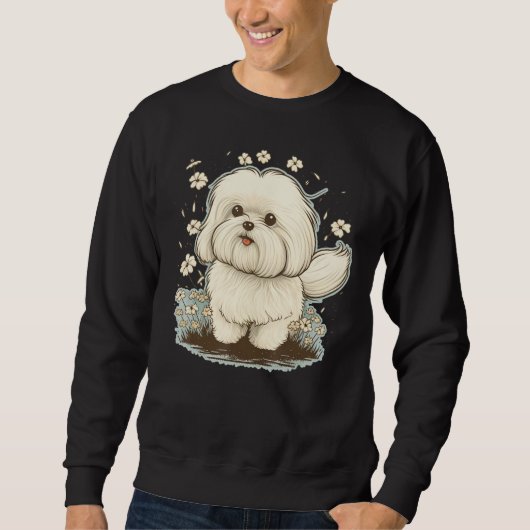 Cute Maltese Dog on Maltese dog 5 スウェットシャツ (正面)