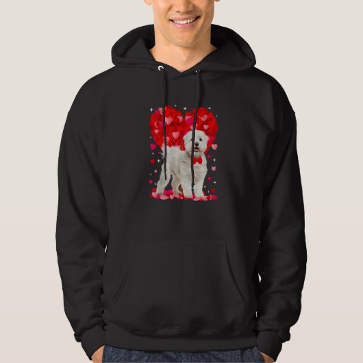 Cute Maltese Dog Valentines Day Heart Puppy Lover  パーカ (正面)