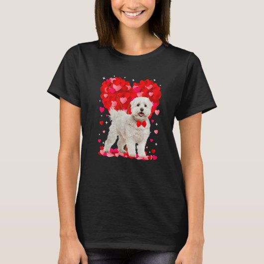 Cute Maltese Dog Valentines Day Heart Puppy Lover  Tシャツ (正面)
