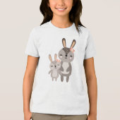 Cute Mama Bunny Standing with Baby Bunny トライブレンドTシャツ (正面)