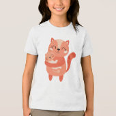 Cute Mama Cat Hugging Kitten Illustration トライブレンドＴシャツ (正面)