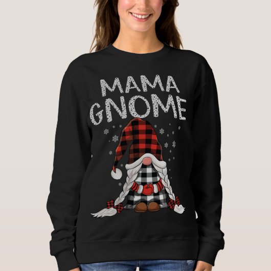 Cute Mama Gnomes check red Plaid pattern Christmas スウェットシャツ (正面)