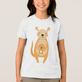Cute Mama Kangaroo Hugging Baby Joey Illustration トライブレンドＴシャツ (正面)