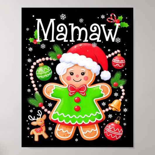 Cute Mamaw Gingerbread Family Matching Christmas C ポスター (正面)