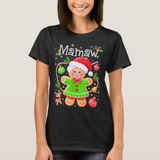 Cute Mamaw Gingerbread Family Matching Christmas C Tシャツ (正面)