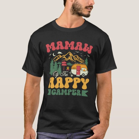 Cute Mamaw Of The Happy Camper Groovy Camping Trip Tシャツ (正面)