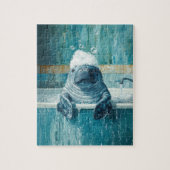 Cute Manatee in Bubble Bath Jigsaw Puzzle ジグソーパズル (縦)