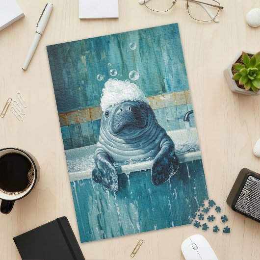 Cute Manatee in Bubble Bath Jigsaw Puzzle ジグソーパズル
