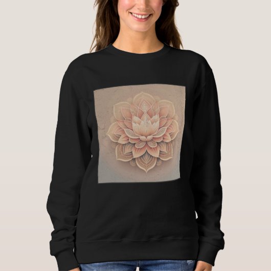 Cute Mandala Lotus Flower Illustration Unique Wome スウェットシャツ (正面)