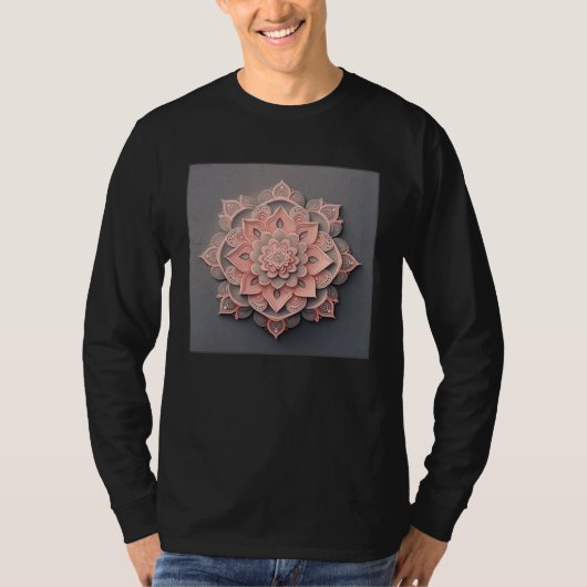 Cute Mandala Lotus Flower Illustration Unique Wome Tシャツ (正面)