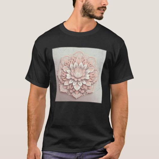 Cute Mandala Lotus Flower Illustration Unique Wome Tシャツ (正面)