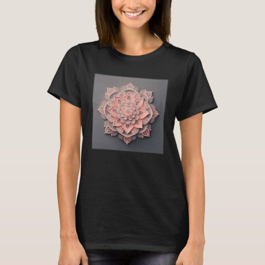 Cute Mandala Lotus Flower Illustration Unique Wome Tシャツ (正面)