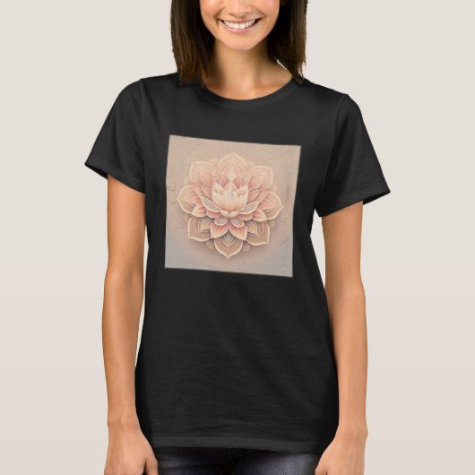 Cute Mandala Lotus Flower Illustration Unique Wome Tシャツ (正面)