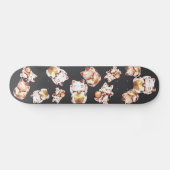 Cute Maneki Neko Japanese Lucky Cat Pattern スケートボード (横)