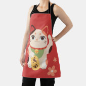 Cute Maneki Neko Lucky Cat エプロン (インサイチュ)