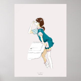 Cute Manga Style Daily Life Illustration ポスター