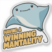 Cute Manta Puns Having A Winning Mantality シール (正面)