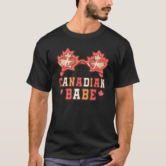 Cute Maple Leaf Sunglasses Canada Day Canadian Bab Tシャツ (正面)