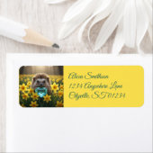 Cute March Hedgehog with Aquamarine Heart ラベル (インサイチュ)