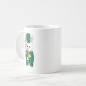 Cute Marching Band Bunny Trombone Green Gold コーヒーマグカップ (正面左)