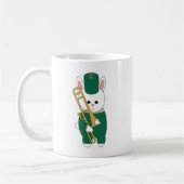 Cute Marching Band Bunny Trombone Green Gold コーヒーマグカップ (左)