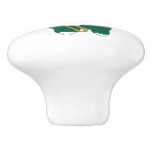 Cute Marching Bunny Trombone Player Green Gold セラミックノブ (側面)