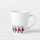 Cute Marching Robins Simple Bird Line Drawing カフェラテマグ (右)