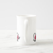 Cute Marching Robins Simple Bird Line Drawing ボーンチャイナマグカップ (裏面)