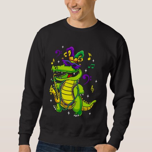 Cute Mardi Gras Alligator for Kids or Adults スウェットシャツ (正面)