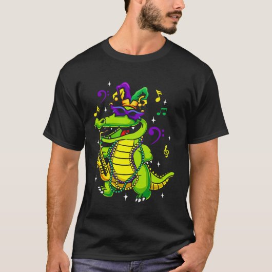 Cute Mardi Gras Alligator for Kids or Adults Tシャツ (正面)