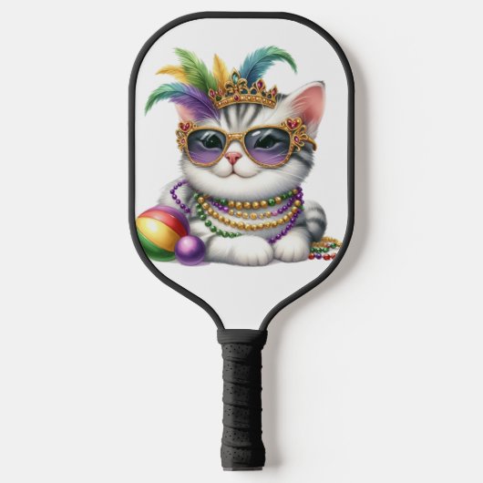 CUTE MARDI GRAS DRESSED KITTY CAT ピックルボールラケット (正面)