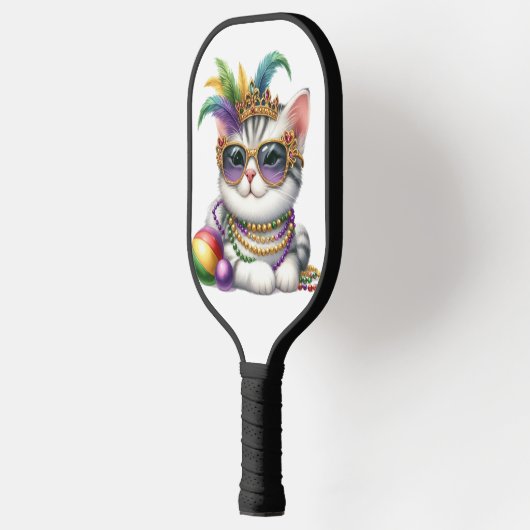 CUTE MARDI GRAS DRESSED KITTY CAT ピックルボールラケット (左)