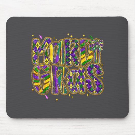Cute Mardi Gras Fat Coquette Bow Tuesday Kids Girl マウスパッド (正面)