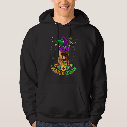 Cute Mardi Gras German Shepherd Dog Dad Dog Mom Ma パーカ (正面)