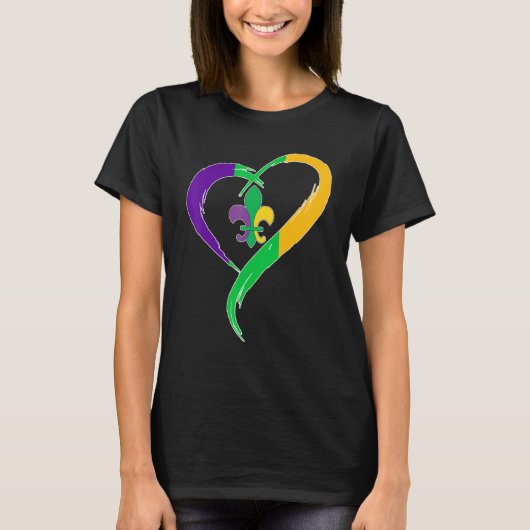 Cute Mardi Gras Heart Funny Fleur-De-Lis Mardi Gra Tシャツ (正面)