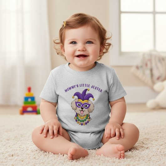 Cute Mardi Gras Puppy Dog Custom Text ベビーTシャツ