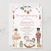 Cute Marron Sugar Plum Fairy Nutcracker Birthday  招待状 (正面)
